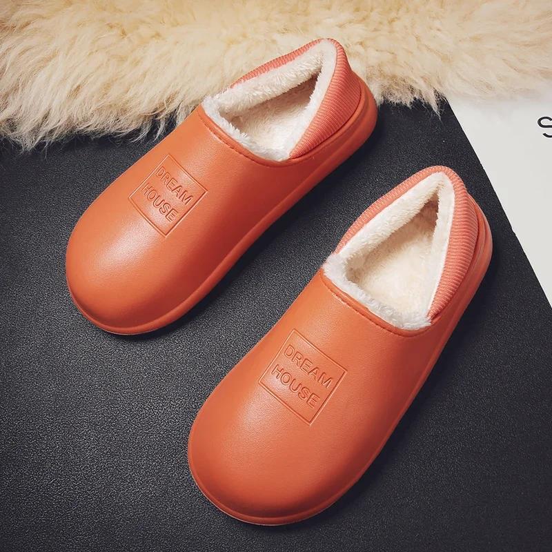 Chaussures pour Hommes Couple Femmes Chaussons d'Intérieur Recouvrant le Talon Intérieur et Extérieur Doux et Confortable Ajouter du Velours Imperméable Antidérapant Chaud