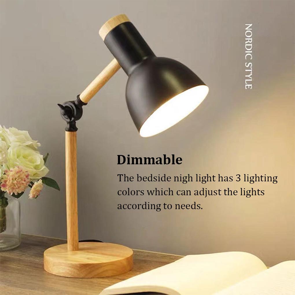 Book Reading Table Light with Lampshade Adjustable 3 Colors Dimmable Nightstand Desk Lamp Lighting Tool Home Bedroom Office