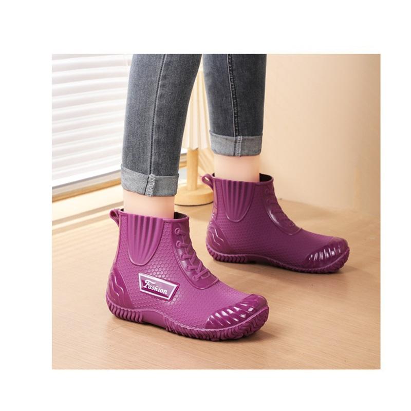 Female Waterproof Anti Slip Wear Resistant Midsole Rain Boots Work Rubber Shoes