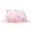 Korean Style Women's Evening Bag: Turkey Feather Crossbody with Pearl Chain and Ostrich Feather Clasp