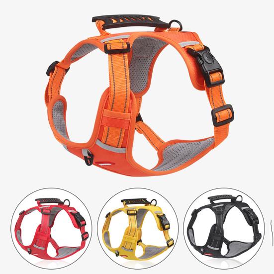 Haustierleine, Schnallenverstellung, verstellbares Netz, reflektierender Streifen, Oxford-Stoff, breiter Griff, Weste, Haustiergeschirr, große Hundeleine