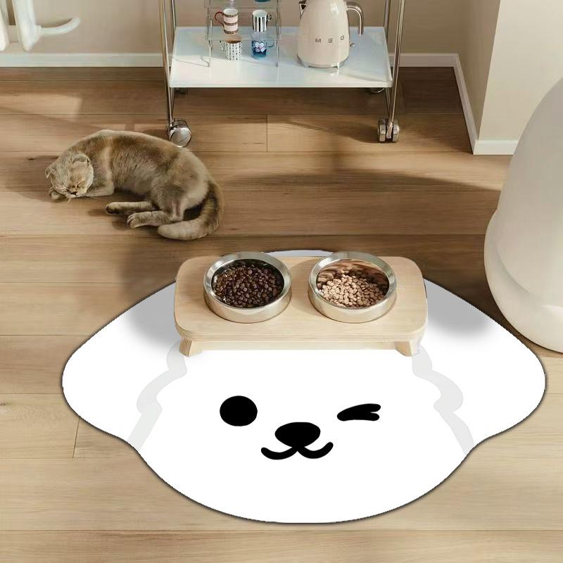 Absorbent Mud Pet Feeding Mat Cartoon for Cats and Dogs Non Slip Waterproof Placemat for Indoor Mealtime