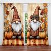 2pcs Halloween Pumpkin White Bearded Dwarf Printed Curtain for Halloween Home Decor - Rod Pocket Window Treatment for Bedroom