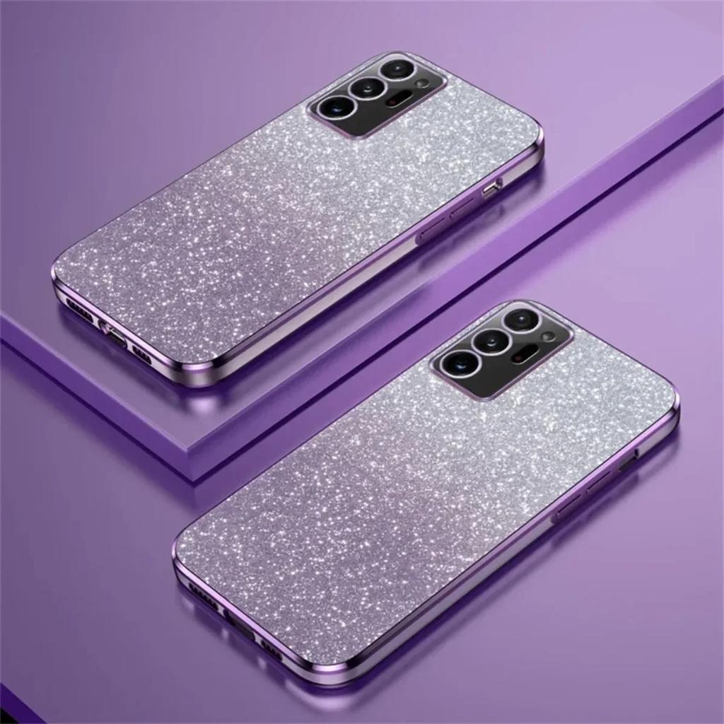 Gradient Glitter Plating Case For Samsung Galaxy S25 S24 S22 S21 S23 Ultra FE Note 20 10 S20 Plus Silicon Protect Cover