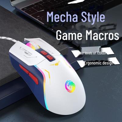 עכבר משחקים מכאני חוטי RGB עם תכנות מאקרו למחשב ולנייד