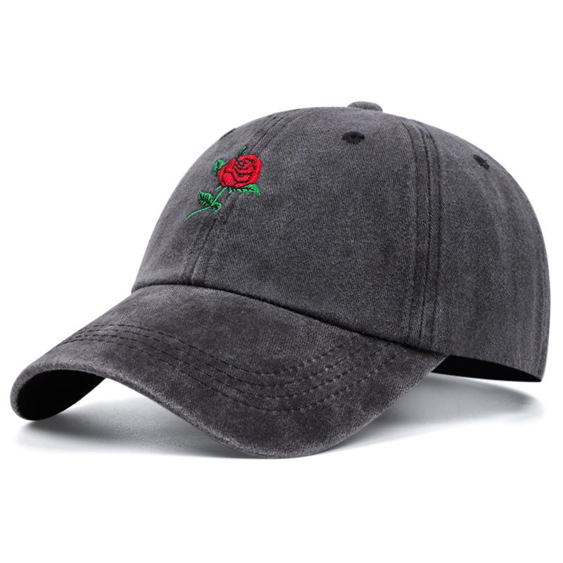 Rose Flower Embroidered Baseball Hat for Men and Women, Outdoor Sun Protection Peaked Cap, Casual and Versatile Style