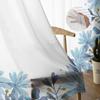 Blue Watercolor Flower Tulle Curtains For Living Room Chiffon Voile Sheer Window Curtain For Bedroom