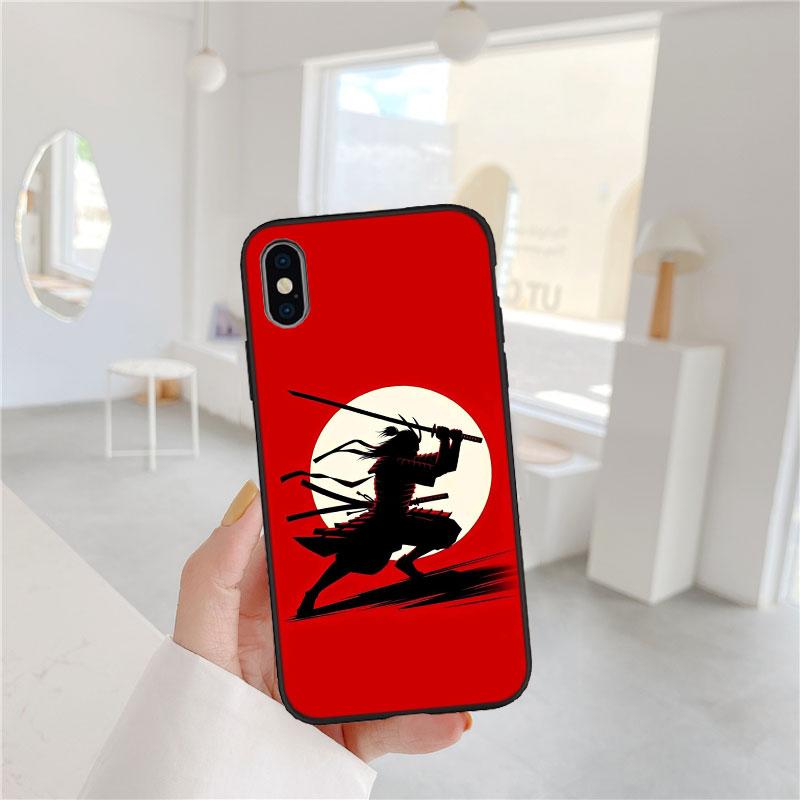 CJ70 Japan Samurai Soft Shell Phone Case for iPhone 16 15 14 13 12 Pro Max Plus Mini