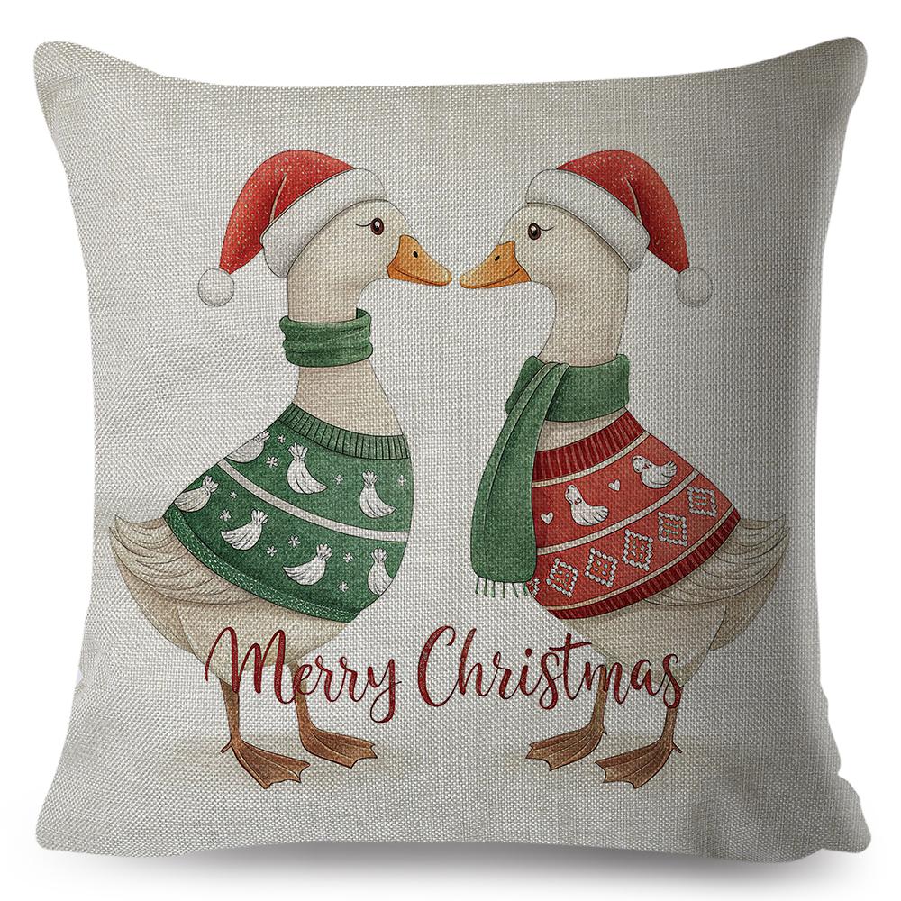 Multi Size Vibrant Print Pillow Cover Vintage Farm Goose Floral Duck Countryside Waterfowl Sofa Decor Cushion