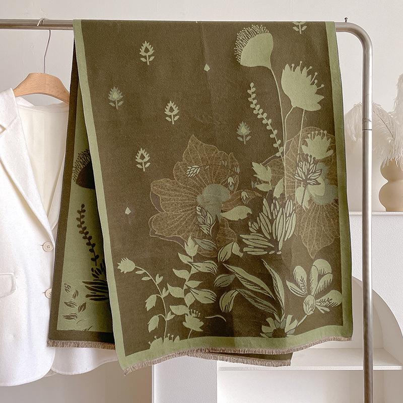 Imitation Cashmere Scarf Versatile Printed Warm Air Conditioner Shawl With High-End Fashion Scarf Women