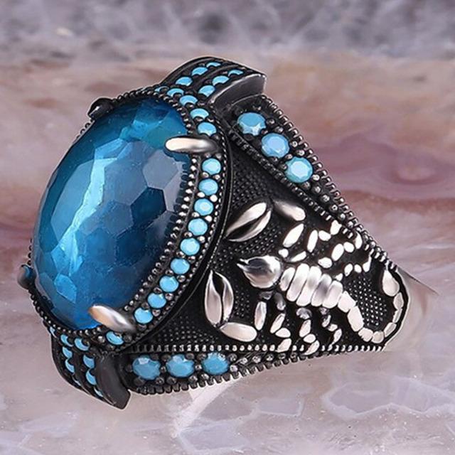 

Кольцо мужское Scorpion Eagle, новое, панк, вечернее, бирюзовое, модное, индивидуальное, высококачественное, деловое, бриллиантовое, ювелирное изделие 10