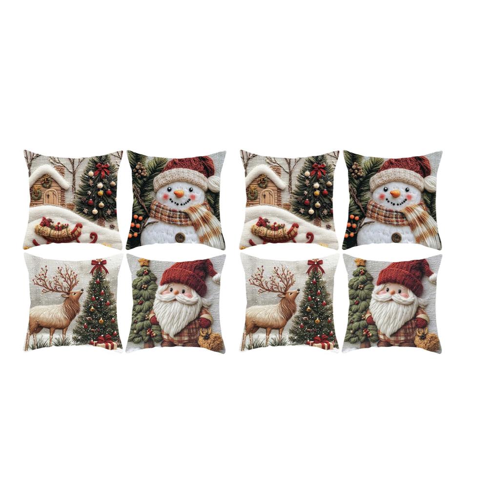 1/2/4/8PCS Festive Elk Rabbit Decorative Sofa Atmosphere Decorative Pillow 2025 NEW Christmas 2D Flat Print Pillow Cover
