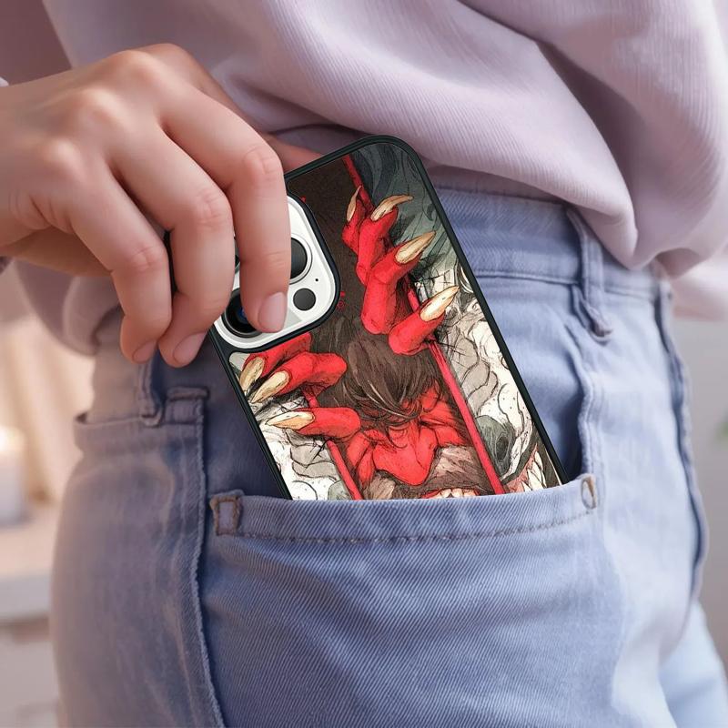 Samurai Oni Mask Phone Case For iPhone 17 Air 15 16e 14 13 Pro Max Coque 12 11 Pro Max PLUS cover