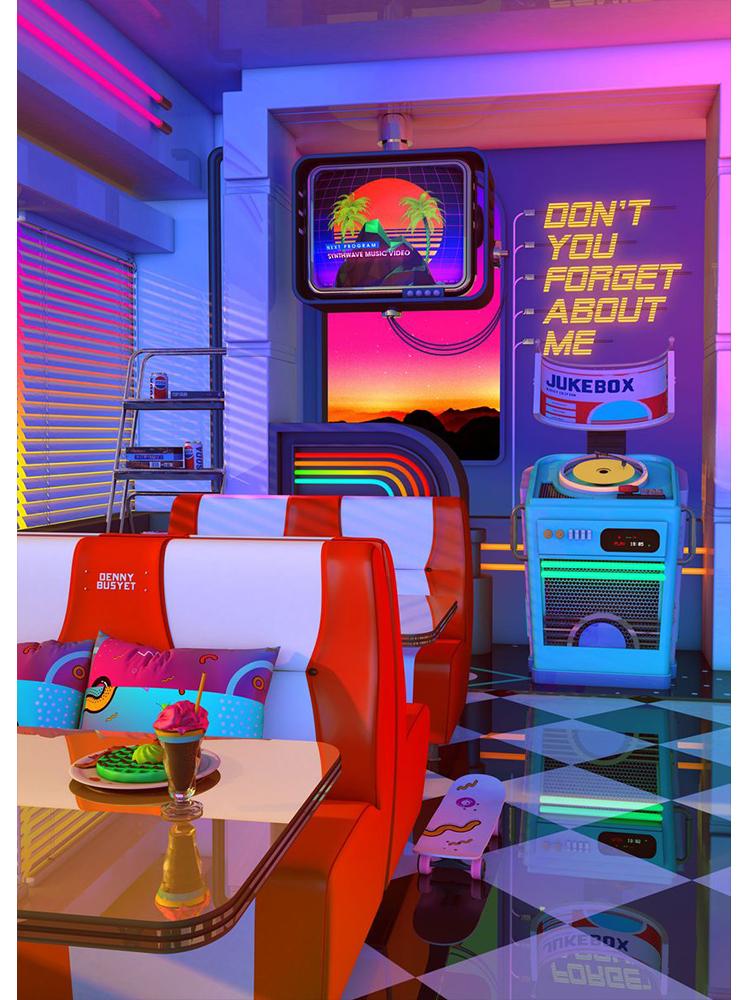Neon Synthwave Arcade Zone Dream Posters Canvas Painting Game Playroom Wall Art Picture For Cafe Club Room Home Decoration