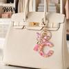 Pocket Keychain Pink Series Pendant, Sequins Heart Initial Letter Charm Key Chain with Everyday Carry Butterfly Tassel Design, A-Z Holder for