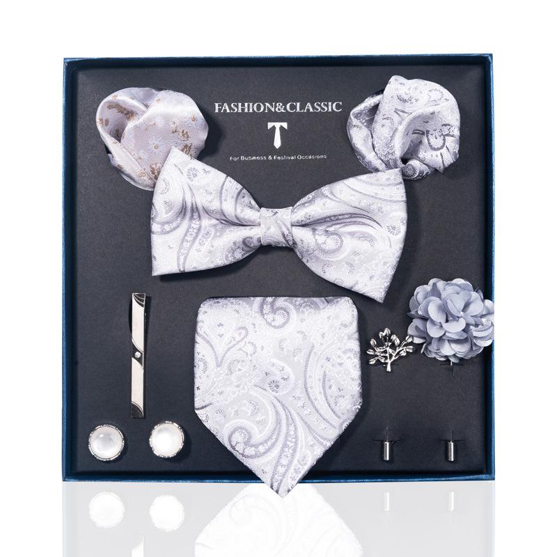 High-End Wedding Groom Tie Pocket Towel Corsage Gift Box Set Men'S Tie
