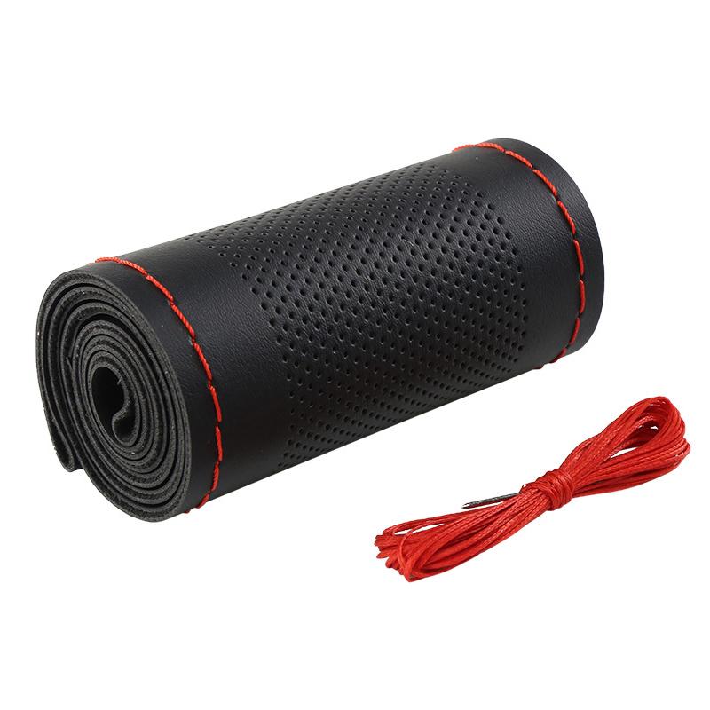 Ultra Fine Diy Hand Woven Genuine Leather Breathable Steering Wheel Cover With Needle And Thread Steering Wheel Protective Cover