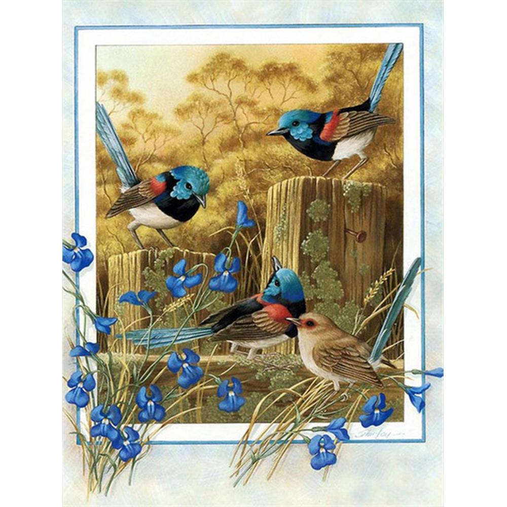 Vollquadratischer runder Bohrer Diamantmalerei Vogel Tier Strass Kit 5D Diamant Stickerei Blume Bastelset Dekor für Zuhause