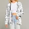 Women's Fashion Long Sleeve Print V-Neck Button Loose Cardigan Top