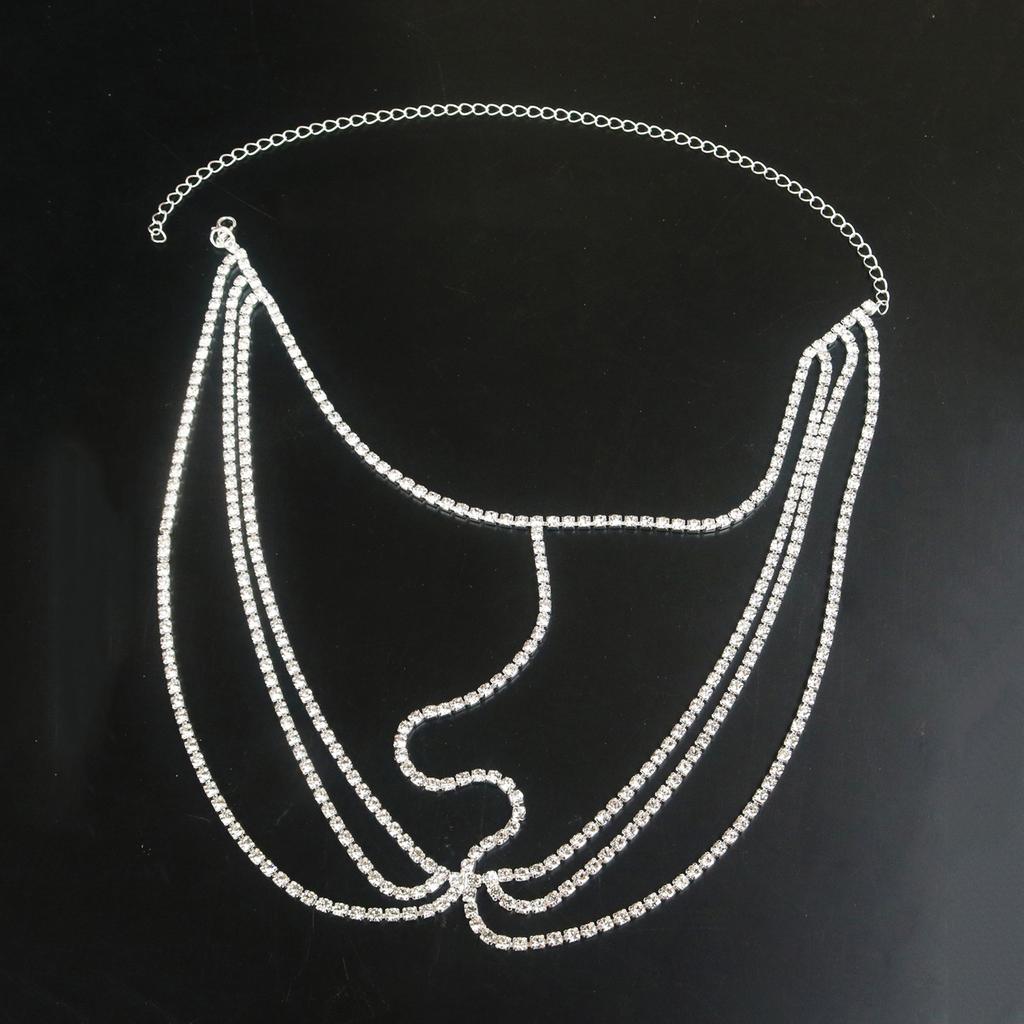 Deluxe Rhinestone Exquisite Forehead Chain Headdress, Multi-Layer Fringed Sexy Mask Chain Hair Accessories Bridal Wedding Jewelry Accessories