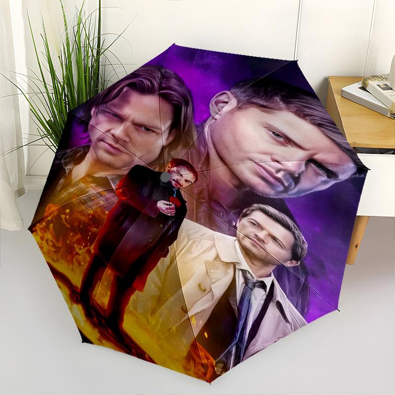 1 PC Automatic Folding Umbrella - Supernatural Pattern Portable Foldable Design With 8 Ribs Christmas Birthday Gifts