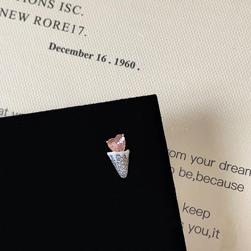 Pink Zircon Bowknot Heart Screw Stud Earrings - Versatile and Sweet Women's Ear Jewelry