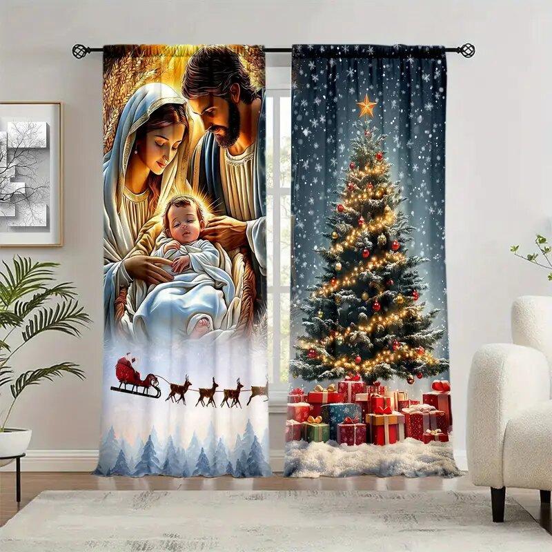 The Birth of Jesus - Printed curtains   Christmas decorations   bedroom and living room   Home decoration   Room decoration