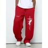 Pantaloni Invernali Sanitari da Uomo a Colore Unito con Coulisse in Vita Gamba Larga Dritta Vestibilità Larga con Pantaloni Sportivi