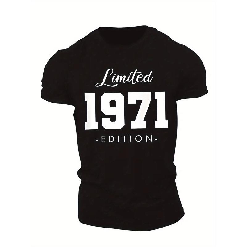 ОГРАНИЧЕННАЯ ВЫПУСКА 1971 ГОДА МУЖСКАЯ Т-ШИРТА ПЛЮС РАЗМЕРА С ЭФФЕКТОМ МЯТОСТИ S чёрный