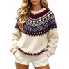 Cardigan a Maglia Retro da Donna Girocollo Vestibilità Larga Maglione per Uso Casual