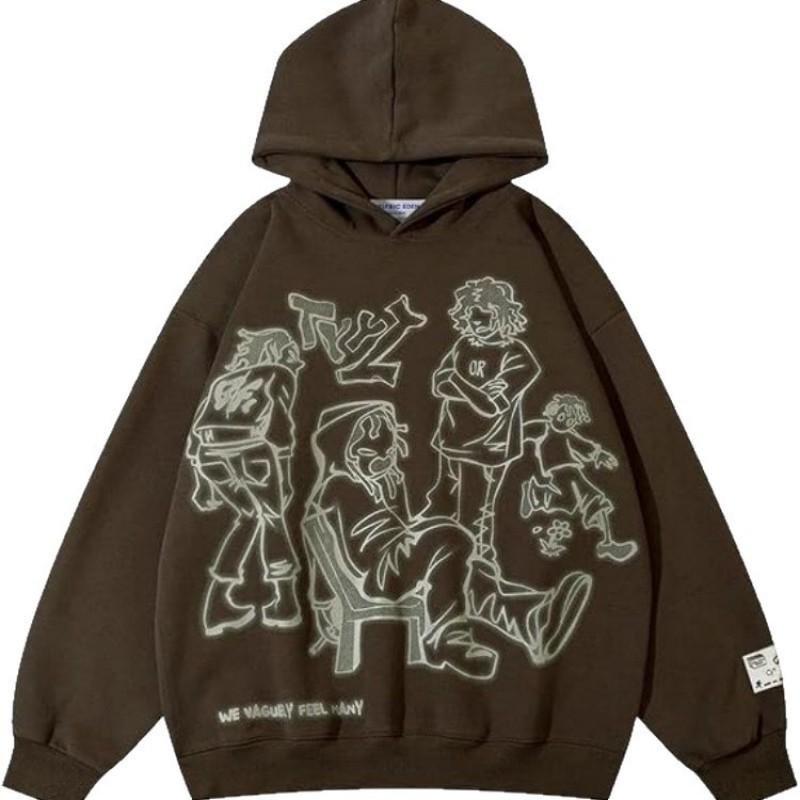 Mens Oversized Hooded Sweatshirt With 3D Digital Print Loose Fit Streetwear