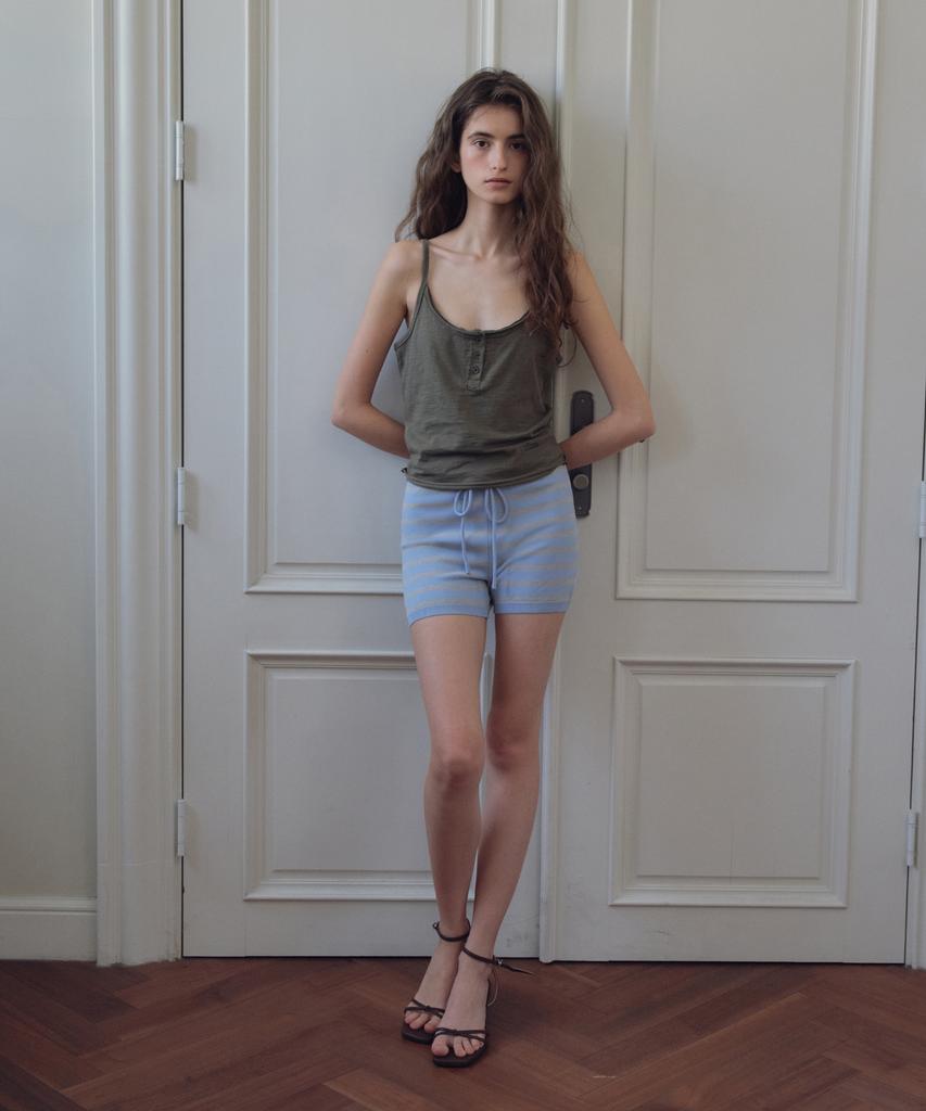 CITTA Stripe Knit Micro Shorts_Ctb570(Sky Blue)