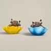 Flower Highland Cow Figurine Cute Spring Highland Cow Statue in Flower Base Resin Farmhouse Desk Decoration for Home Garden Kitchen Office