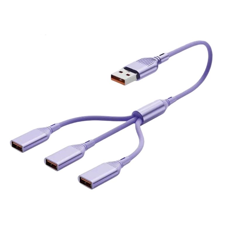 

Multi Port USB2.0 Type C Adapter 3 Device Charging For Computer Car Home Office Plastic and Metal