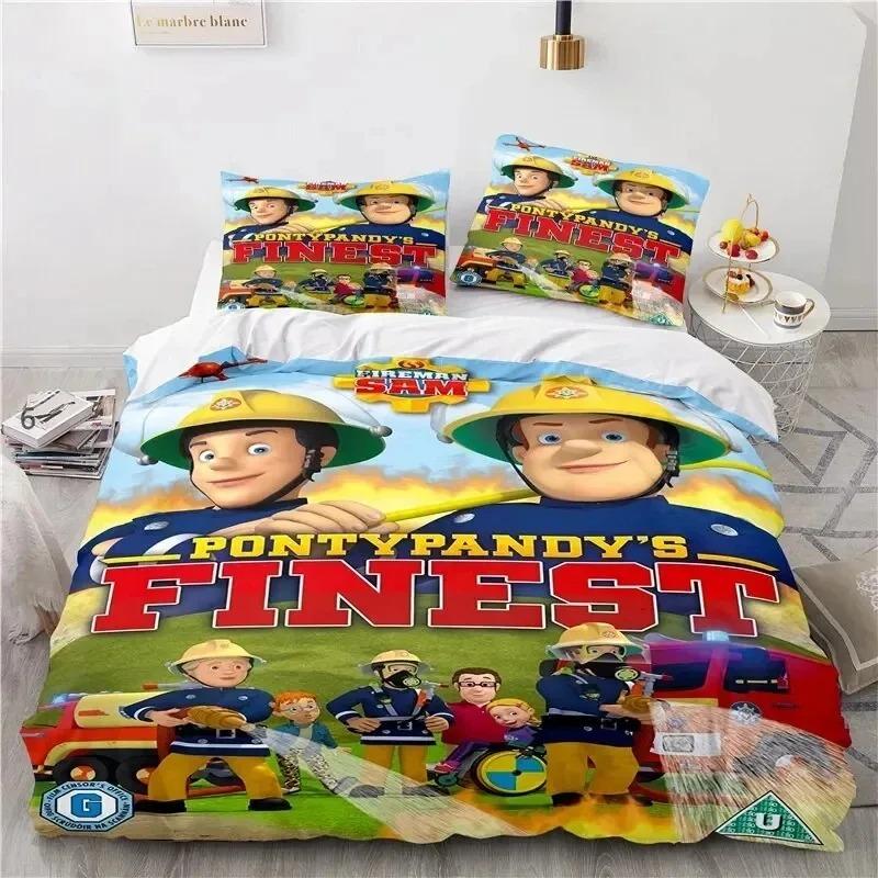 Cartoon Fireman Sam Toys Bedding Collection Duvet Cover Bed Collection Quilt Cover Pillowcase Comforter King Queen Size Boys Adult Bedding Collection