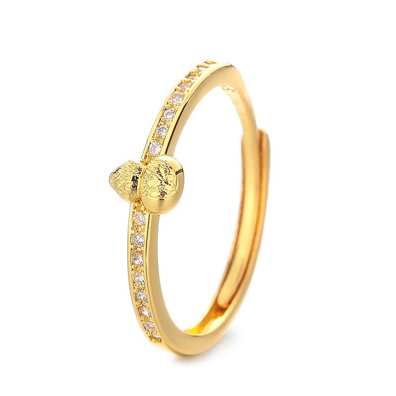 18K Gold-Plated Exquisite Chinese Style Gourd Ring for Women, Adjustable Design