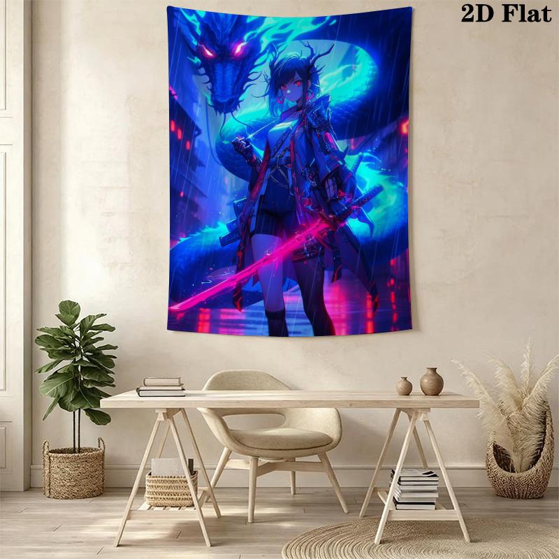 Cyberpunk Anime Pattern Home Decor Tapestry, Wall Hanging, Decorative RV Wall Cloth.NGT0928045