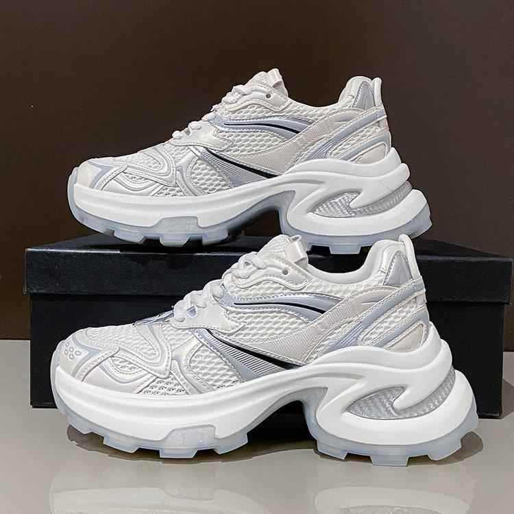Thick-soled silver dad shoes women's summer new fried street heightening mesh surface lightweight breathable casual sports shoes tide