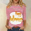 2024 New Women's Halloween Long Sleeve T-Shirt Spider Web Print Round Neck Casual Basic Loose Ladies Designer Tops