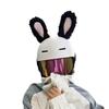 Decorazione Casco in Lana d'Agnello con Orecchie di Coniglio per Sci e Motociclismo