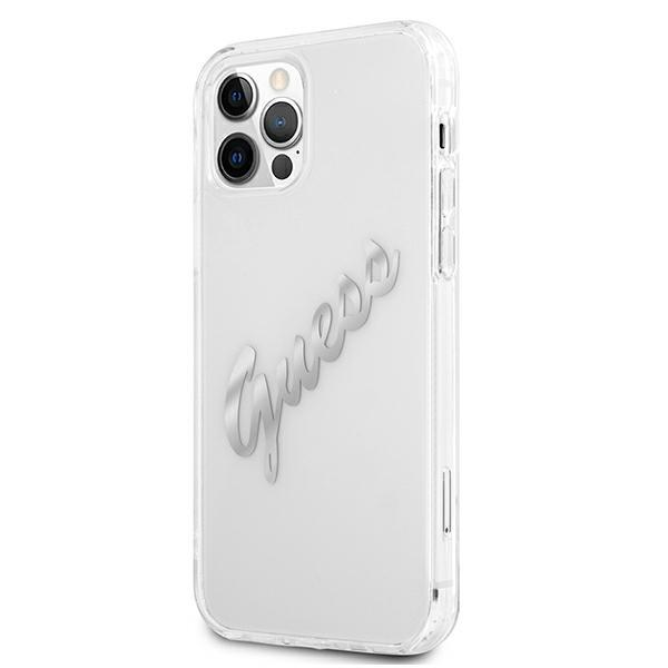 Guess Guhcp12Lktrsvsi Iphone 12 Pro Max 6,7 Transparent Hardcase Vintage Script Silver
