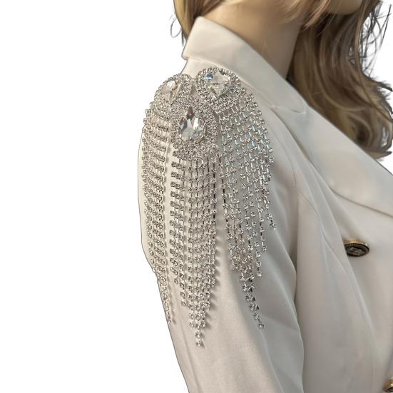 Fringe Rhinestone Epaulette Waterdrop Shoulder Epaulette Sparkling Tassel Epaulet Accessory for Costume Party Stage Performance