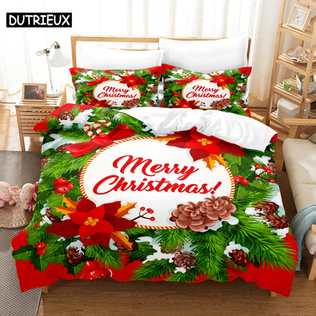 Christmas Quilt Cover Set King Size Duvet Cover Bedding Set 3Pcs 2Pcs 220X240 For Single Double Bed Full Twin 200X200 Bed Thin