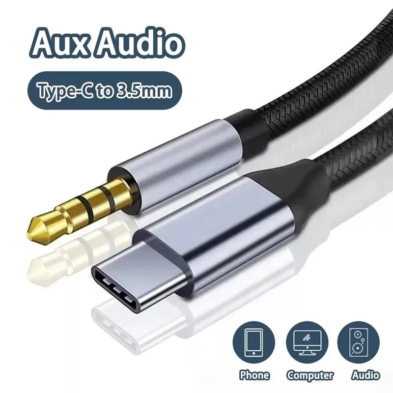 USB C To 3.5mm Jack AUX Audio Cable Car Speaker HiFi Headphone Headset Adapter For iPhone 16 Pro Samsung Xiaomi Huawei Google