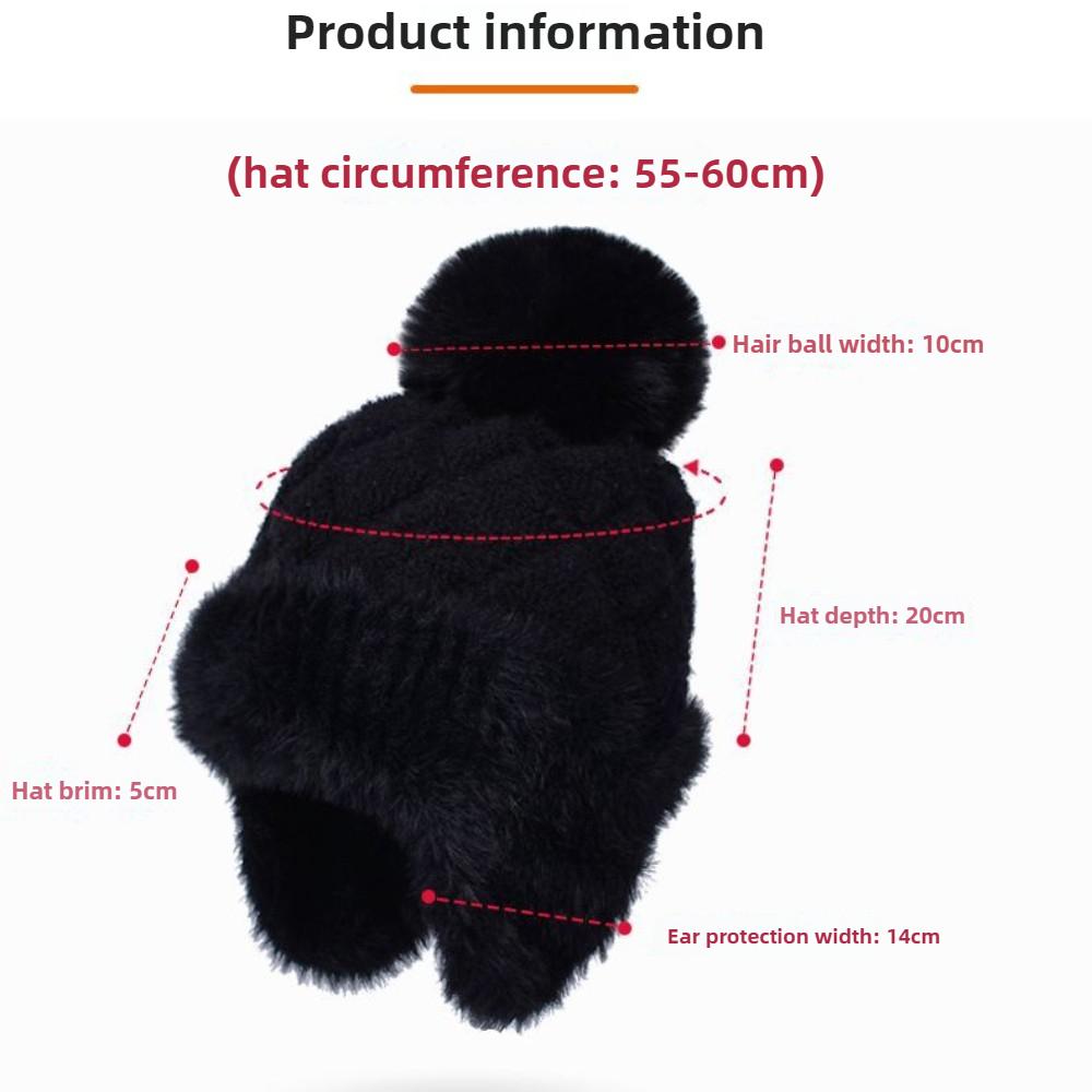 Hat winter new warm cute knitted plush plush ear protection hat cold thickened fashion wool hat