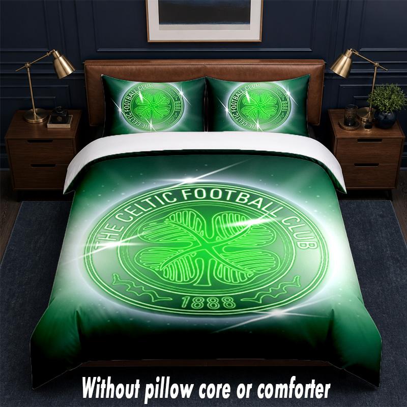 Celtic FC Design Bed Bedding Set 1 Duvet Cover + 2 Pillowcases Soft Breathable Household Bed Linens