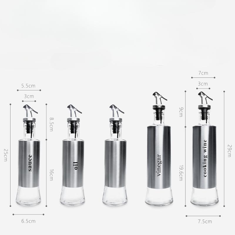 HANYANG Edelstahl-Gewürzflasche zum Ausgießen von Ölkrug, Sojasaucenflasche, Essigflasche, Glasflasche, Weinflasche, Essigglas, Sprühölflasche