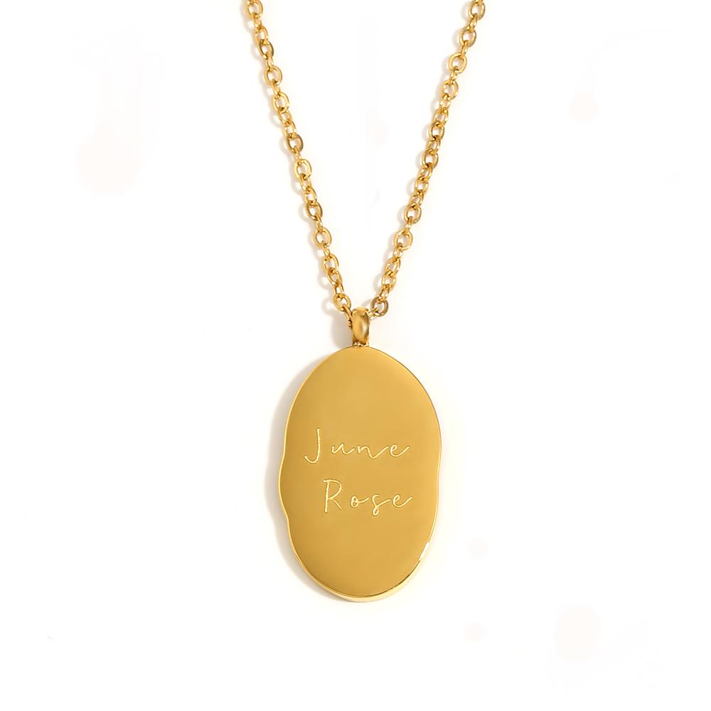 E.B.belle Tarnish Free Irregular Personality 12 Months Flower Pendant Necklace Stainless Steel Gold Plated Birthstone Necklace