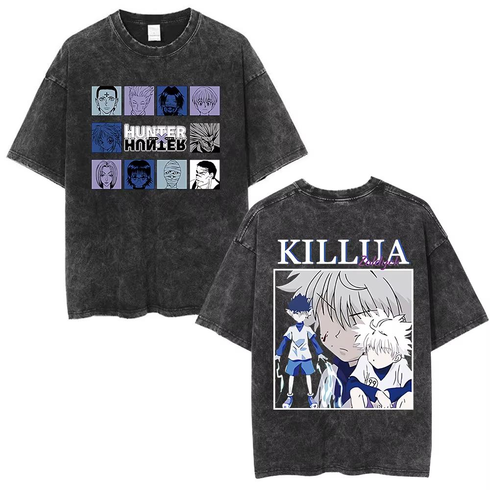 2026 New Anime Quality T-Shirt Men and Women Cotton Vintage Washed Print Retro Streetwear Sports Tops