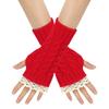 Long Fingerless Mittens Lace Trim Women Knitted Gloves Fashion Wrist Mittens  Women Use